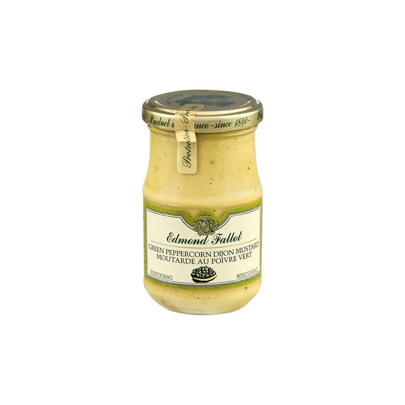 Fallot Green Peppercorn Dijon Mustard - Glass Jar 