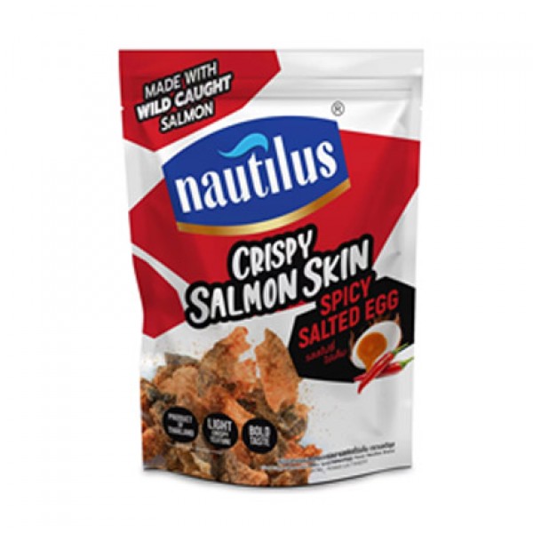 Nautilus Fried Crispy Salmon Skin Snack Spicy Salted Egg Flavor